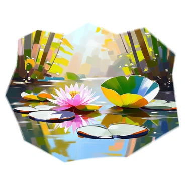 A vibrant scene showcasing massive Victoria water lilies floating gracefully on the surface of the Amazon River. The large, circular leaves of the lilies are green and radiant, some displaying a slight pink hue at the edges. The river is surrounded by lush greenery, including tall tropical plants and trees. Sunlight shines through the foliage, casting reflections on the water's surface, while a few delicate white flowers bloom atop the lily pads. The scene captures the rich biodiversity of the Amazon, emphasizing the tranquility of the water's movement.