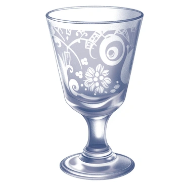 A shot glass stands upright on a smooth surface. The glass is adorned with intricate hand-painted patterns that feature detailed swirls, geometric shapes, and floral designs. The patterns showcase fine lines and delicate details that enhance the visual appeal of the glass. The light reflects off the surface of the glass, highlighting its glossy finish and the artistry of the painted designs.