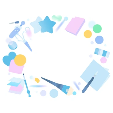 A crafting table filled with sponges cut into shapes for an arts and crafts project.