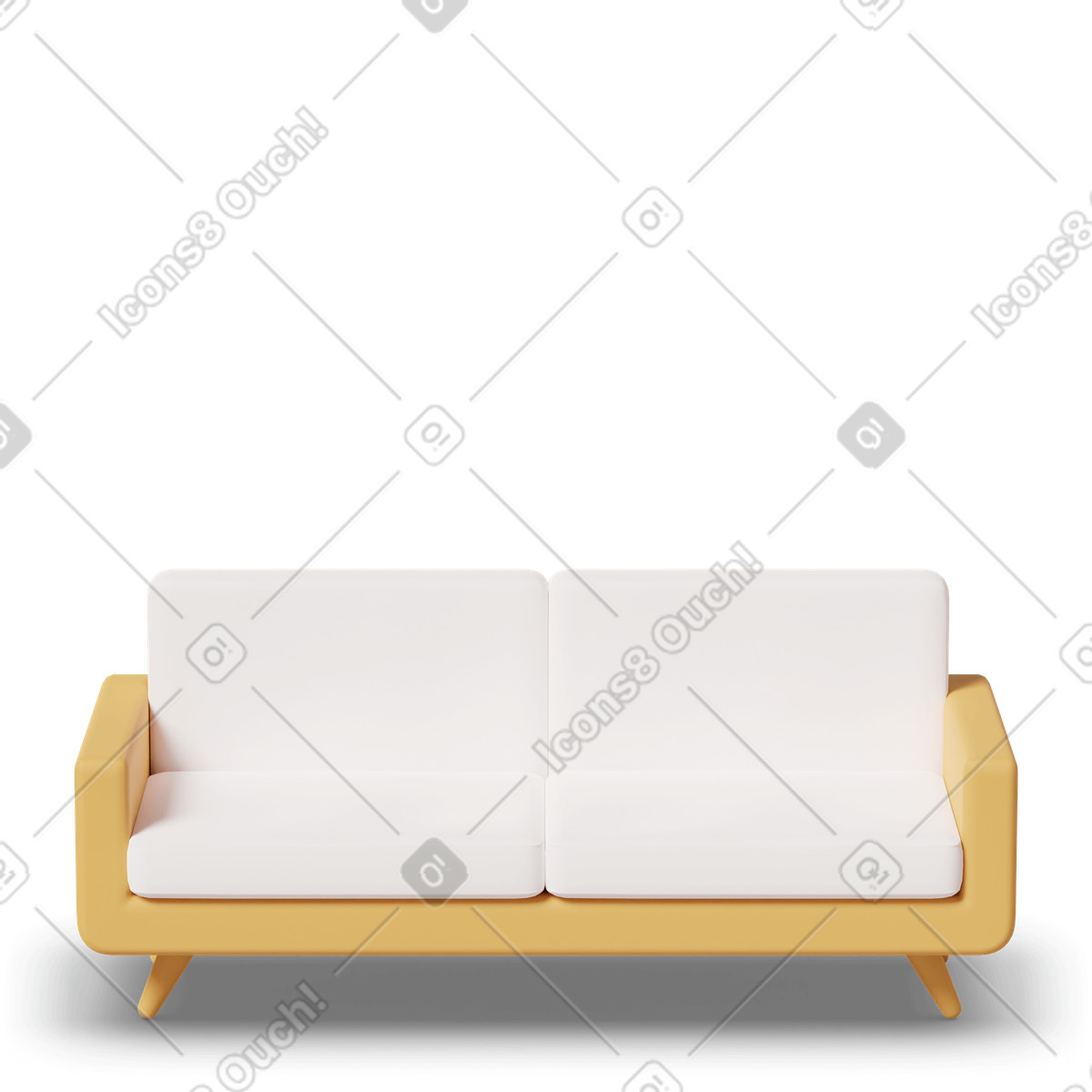 3D Casual life 스타일의 Yellow sofa 일러스트레이션 PNG, SVG 다운로드