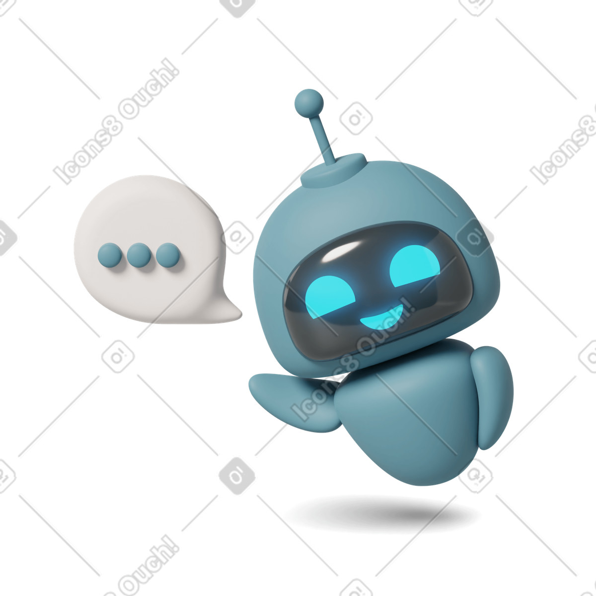 3D Casual life スタイルの Chatgpt robot with speech bubble のイラストをPNG、SVG形式でダウンロード