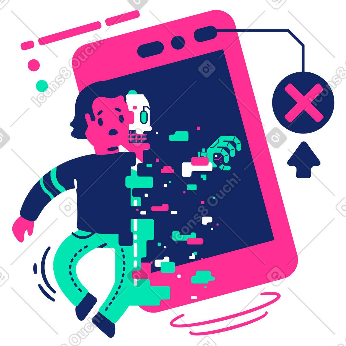 Deleting information from phone illustration something went wrong clipart SVG GIF graphics