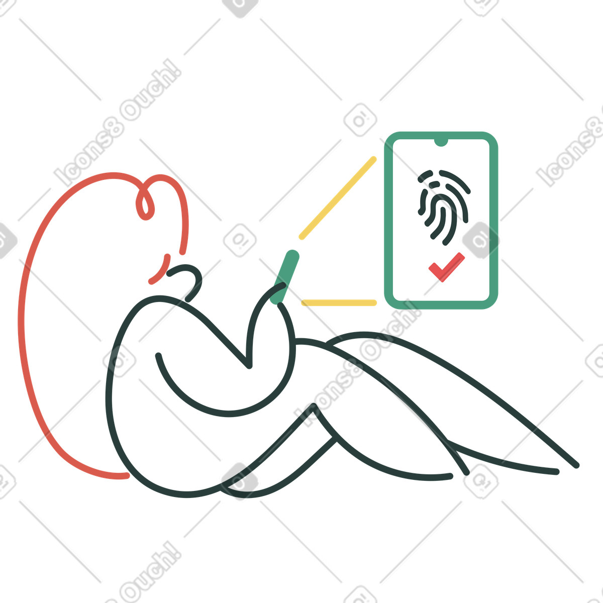 Touch identification ok illustration in Macaroni style download in PNG, SVG