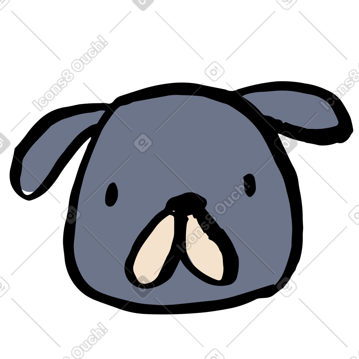 Cute rabbit head, minimalist animal avatar illustration in Scandi style download in PNG, SVG