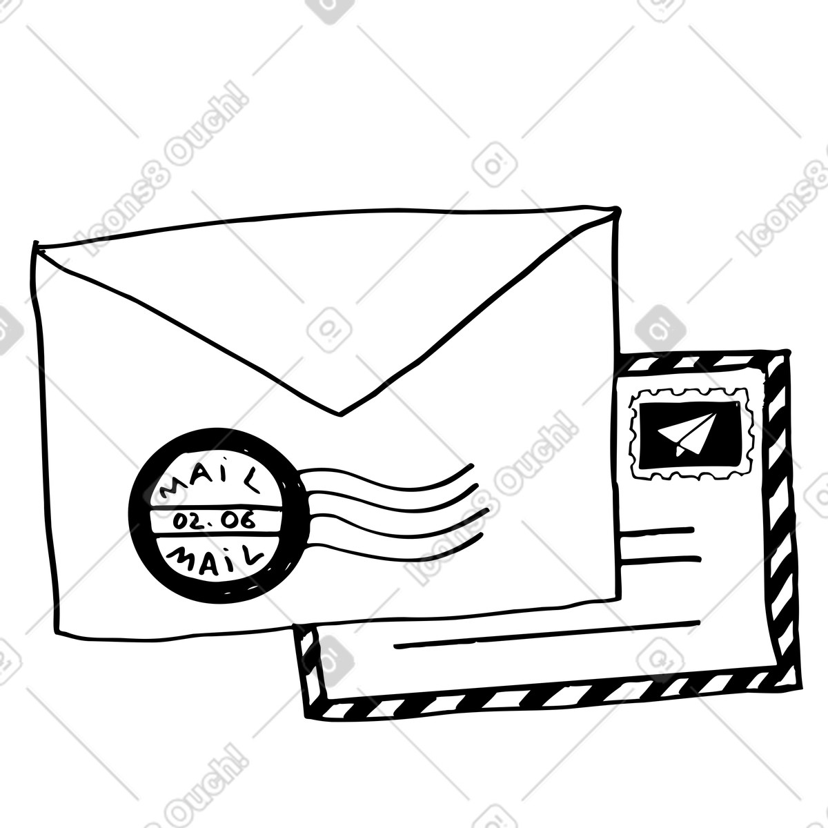 Front and back of an envelope illustration in Marks style download in PNG, SVG