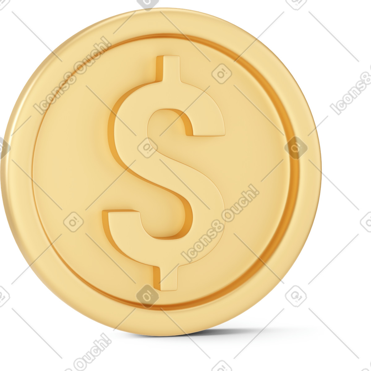 Ilustração de Standing dollar coin front em no estilo 3D Business para baixar em PNG, SVG