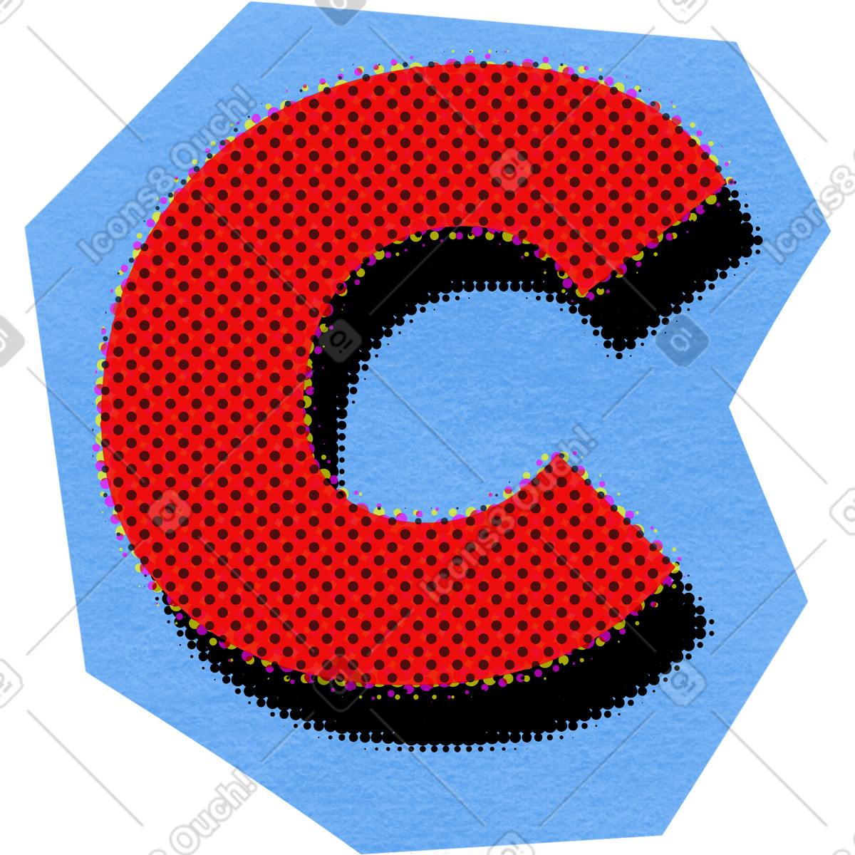 Ilustración Collage capital letter c en estilo Paper Cut a descargar en PNG y SVG