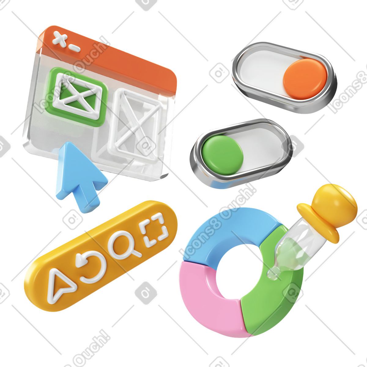 Web design tools and components illustration in PNG, SVG