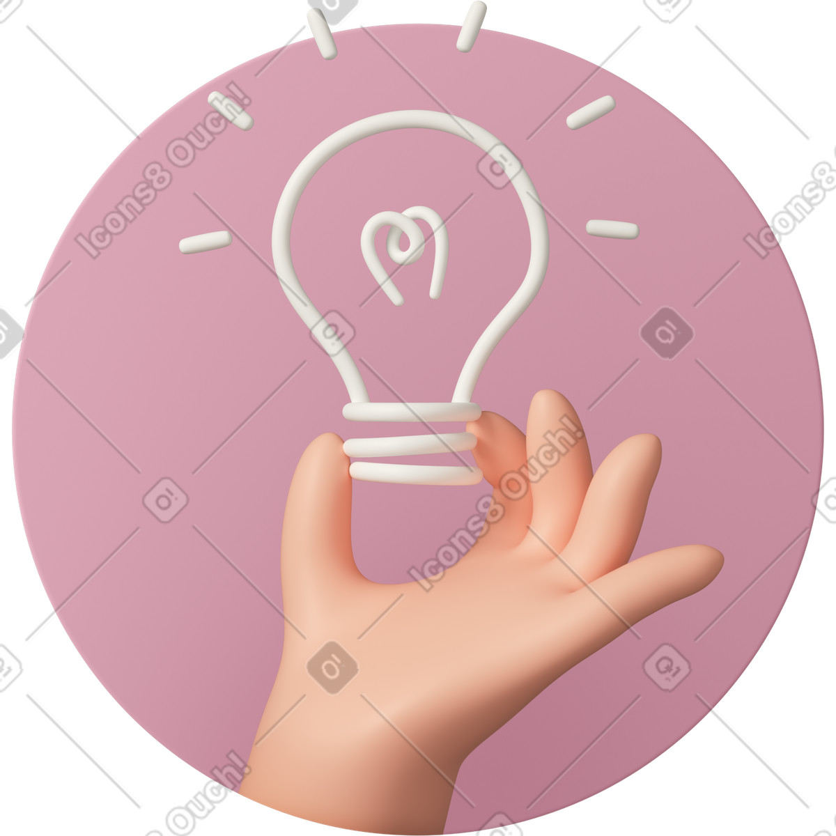 Иллюстрация Hand holding lightbulb, creative idea generation в стиле 3D Casual life — скачать в форматах PNG, SVG