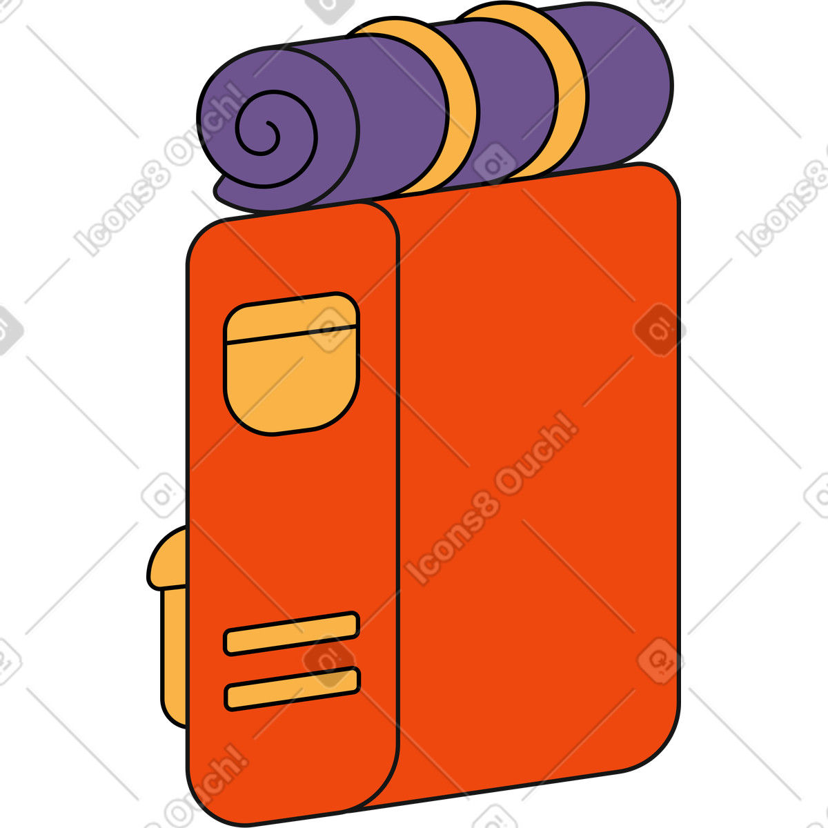 Zaino da viaggio con tappetino illustrazione in stile Bloom scarica in PNG, SVG