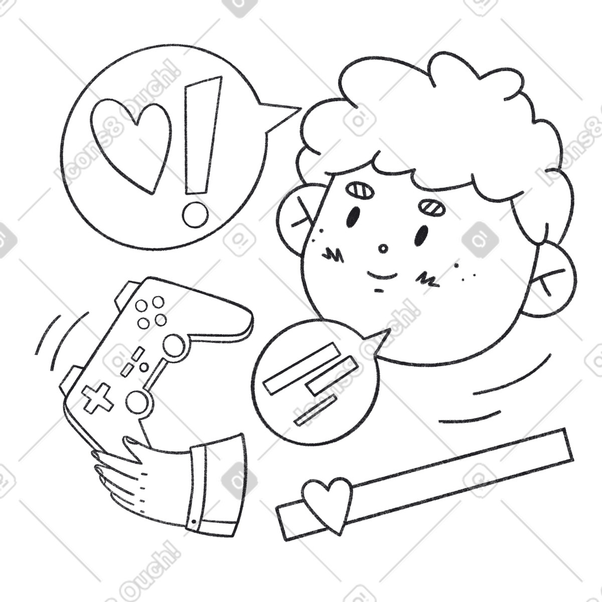 Hobby adolescenziali per i giochi computer illustrazione in stile Bonbon Line scarica in PNG, SVG