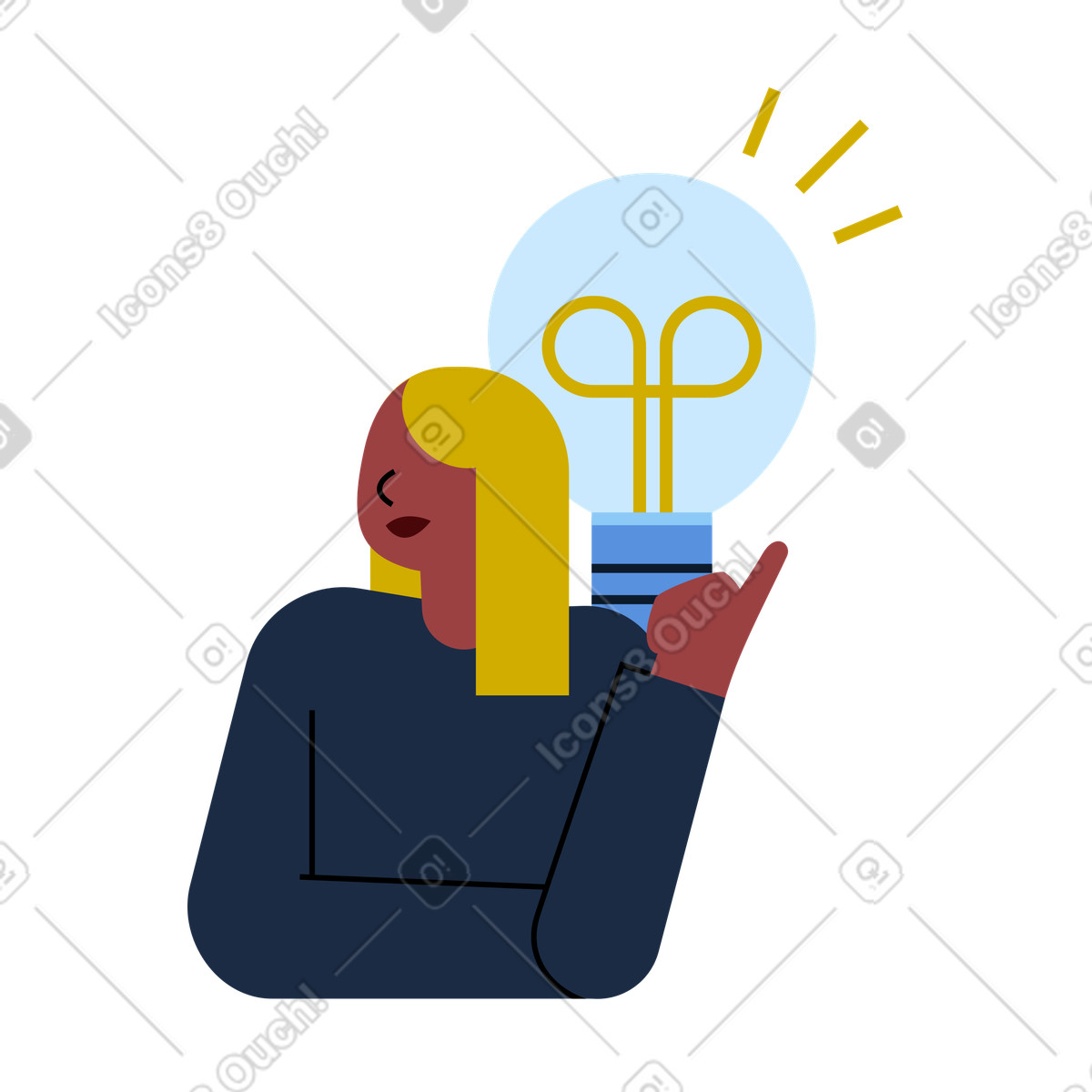 Frau hat innovative idee-Illustration im Vector-Stil als Download in PNG, SVG