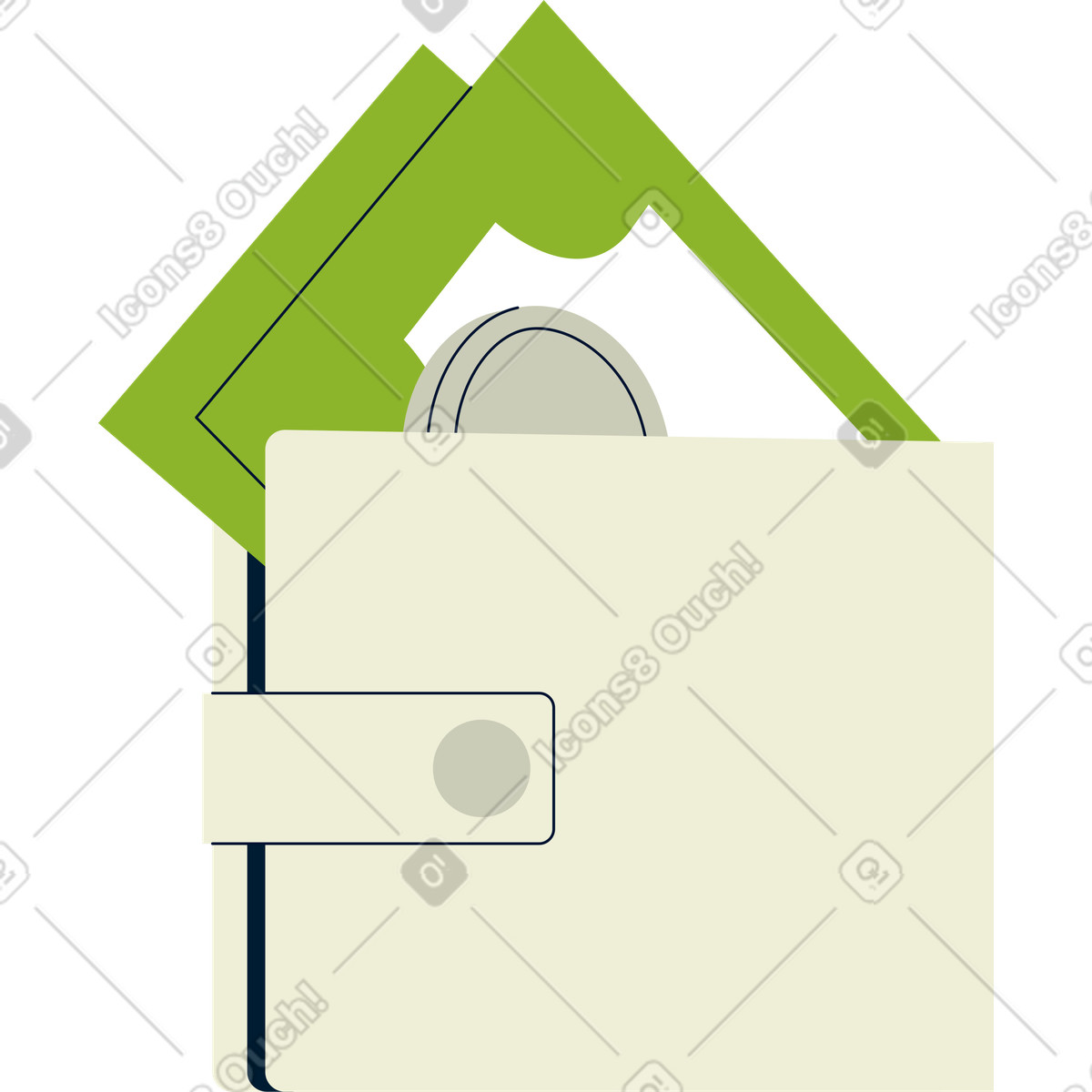 Portafoglio con soldi illustrazione in stile Cubes scarica in PNG, SVG