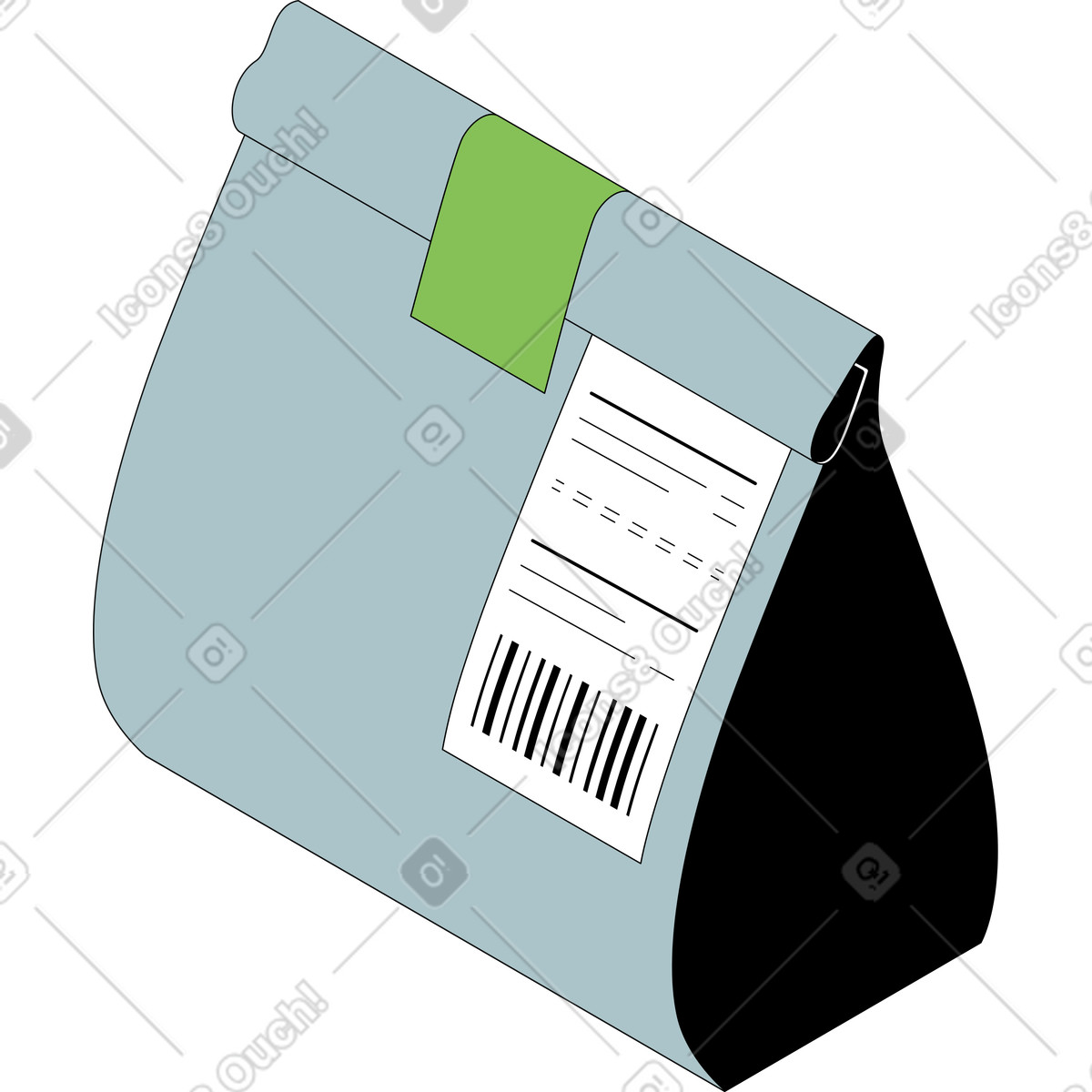 Ilustração de Saco papel para comida com recibo em no estilo Isometric baixar em PNG, SVG