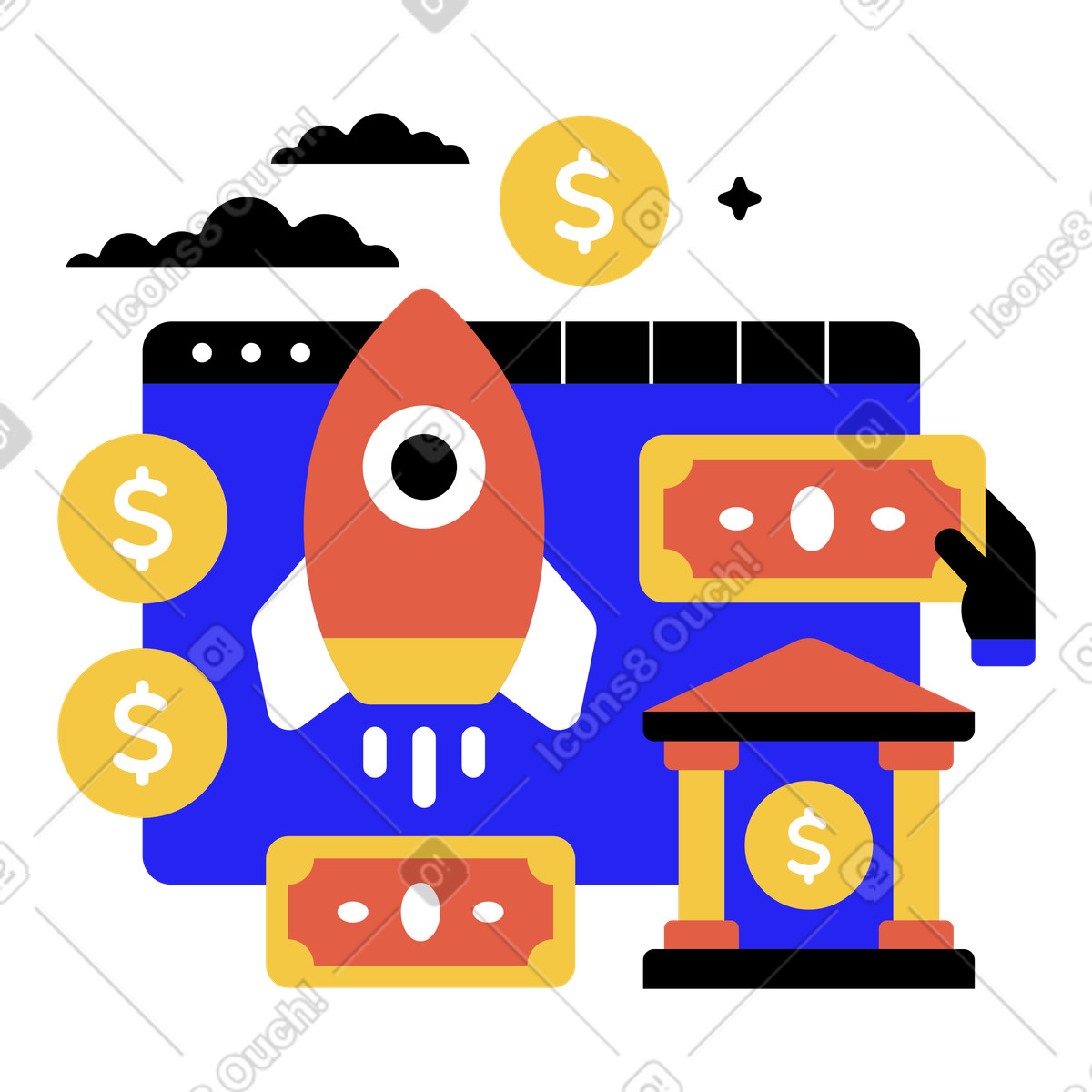 Ilustración Startup investment en estilo Flat a descargar en PNG y SVG