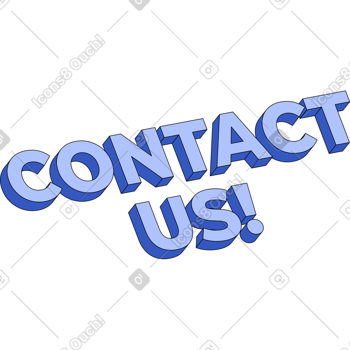 Lettering contact us! text illustration in Techny style download in PNG, SVG