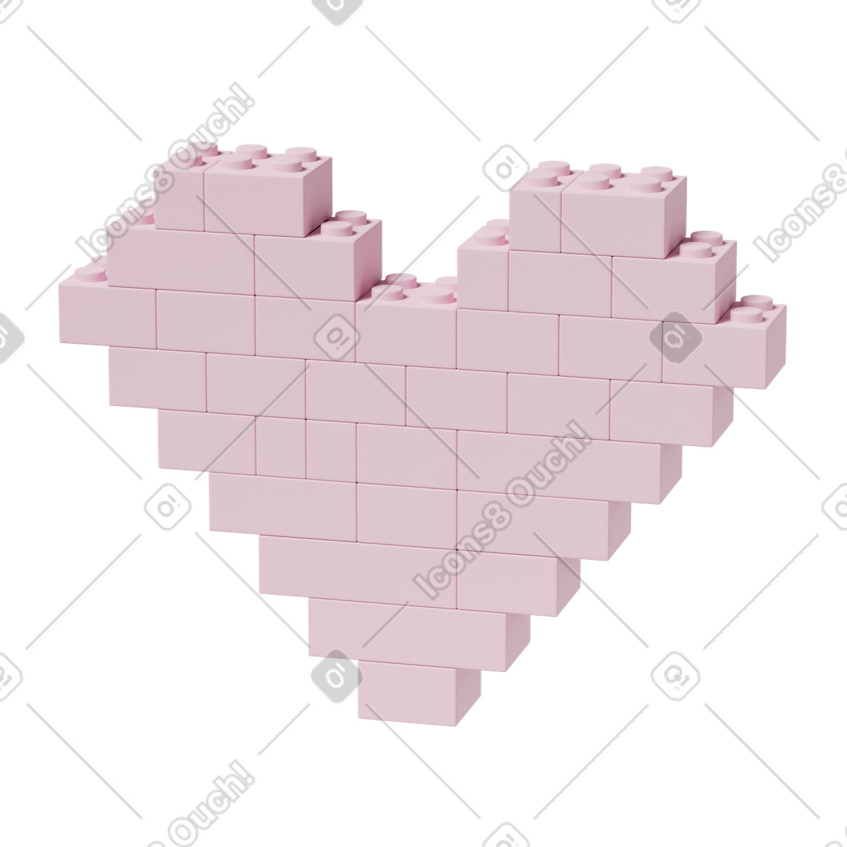 Lego heart-Illustration im 3D Casual life-Stil als Download in PNG, SVG
