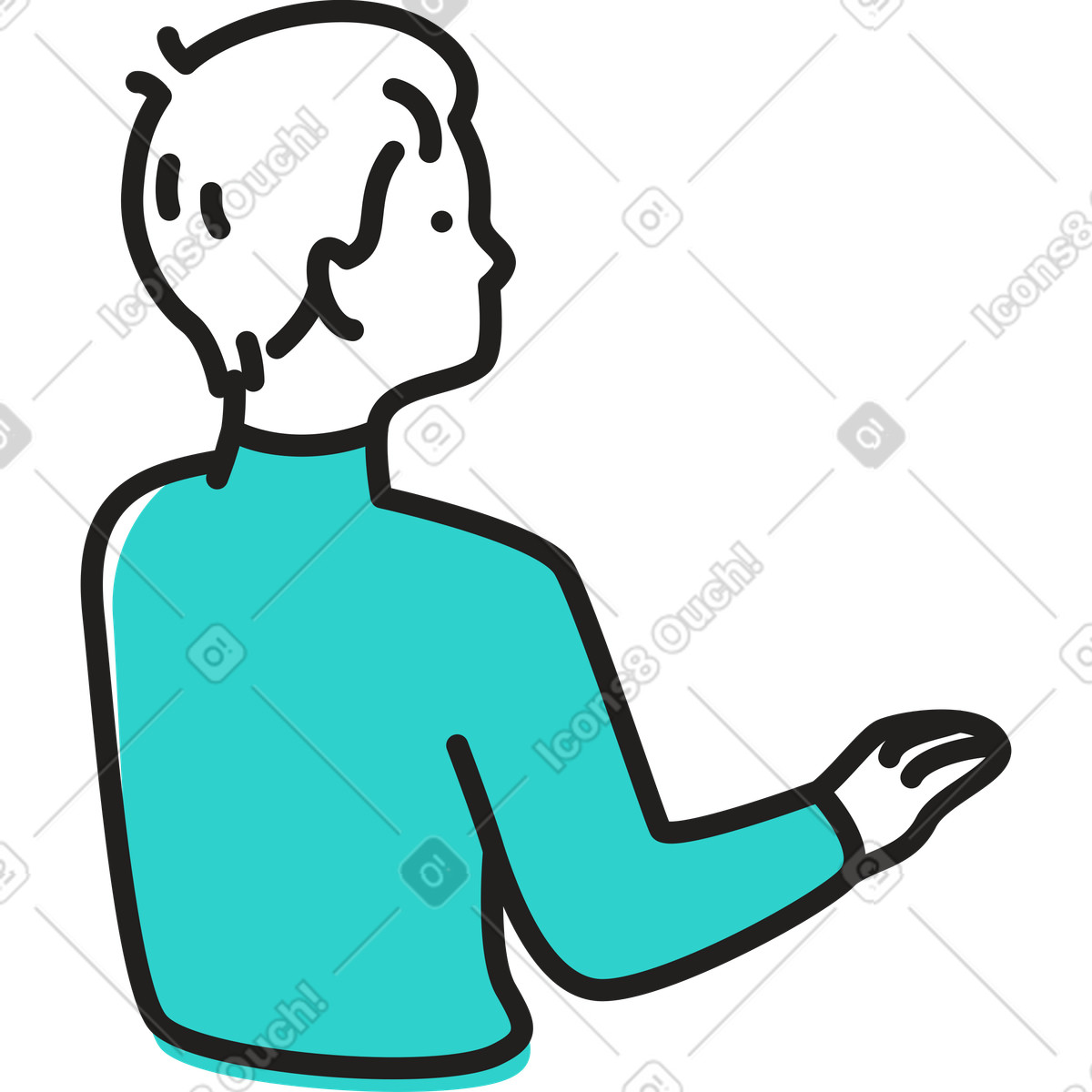 Man turned back illustration in Little style download in PNG, SVG