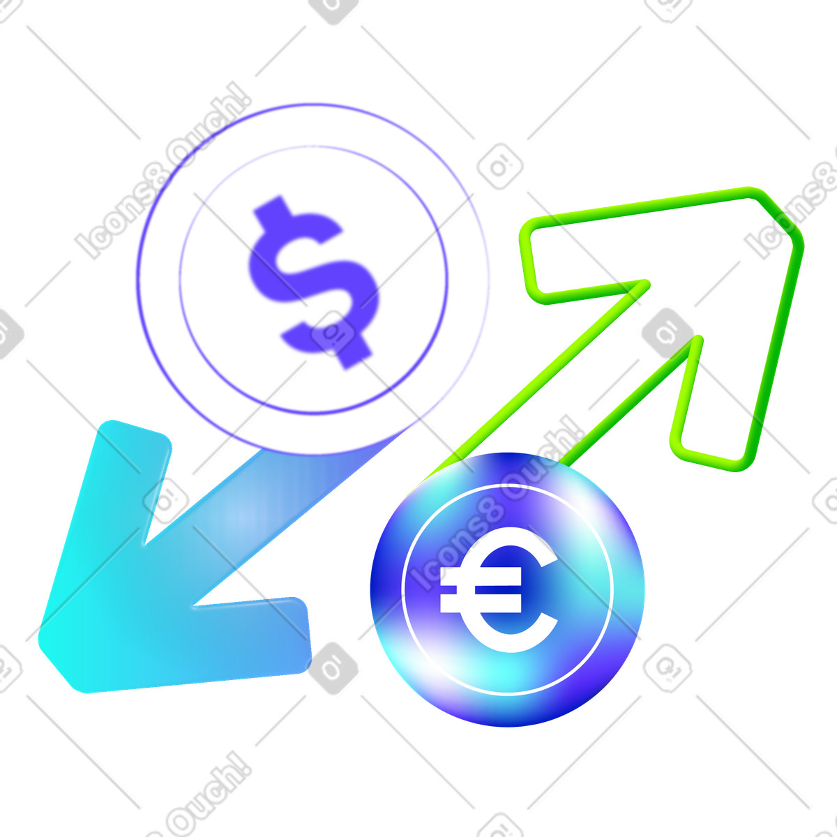 Pure 스타일의 Digital transaction and currency exchange 일러스트레이션 PNG, SVG 다운로드