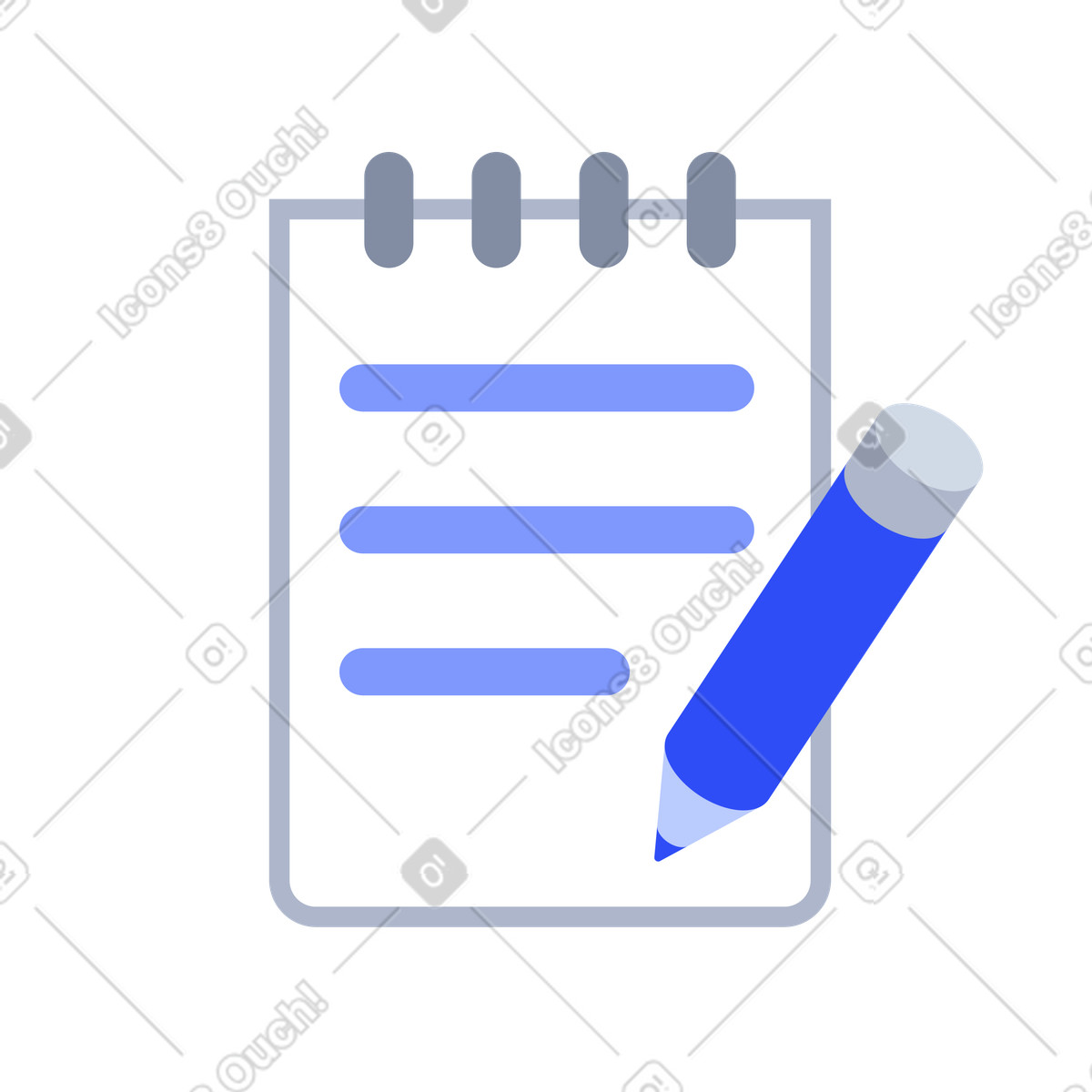 Ilustração de Writing pad with pencil for journaling and study em no estilo System para baixar em PNG, SVG