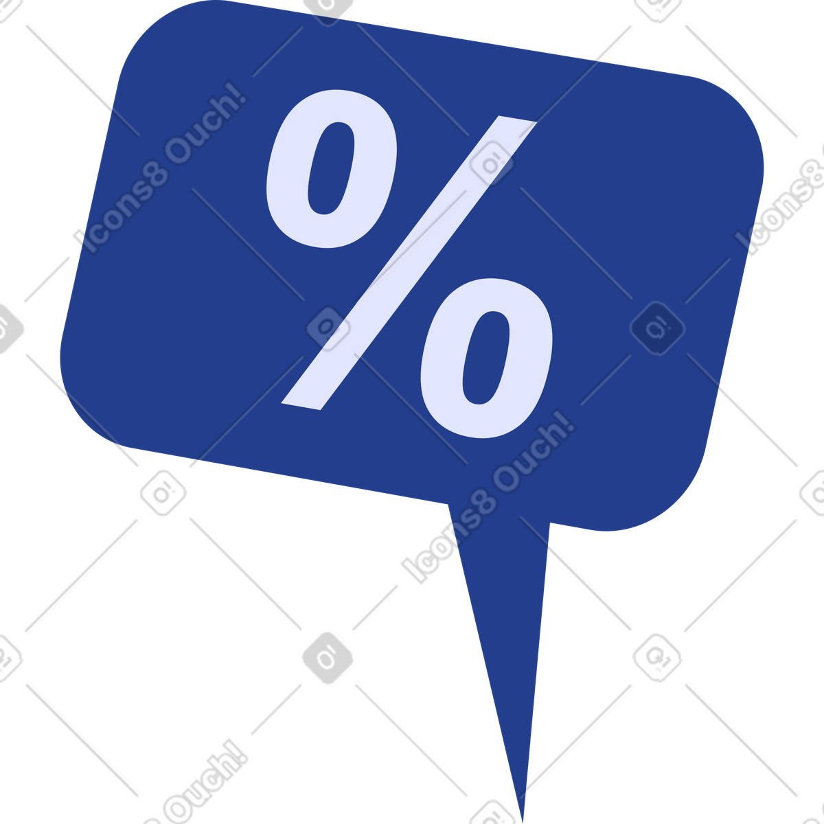 Ilustración Discount speech bubble icon showing percentage symbol for sale promotions en estilo Quantum a descargar en PNG y SVG