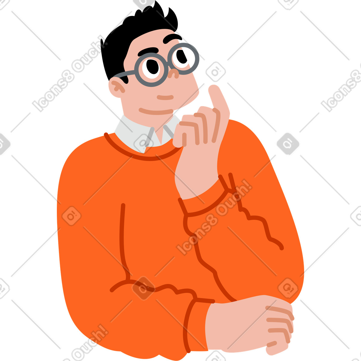 Young man thinking illustration in Active style download in PNG, SVG