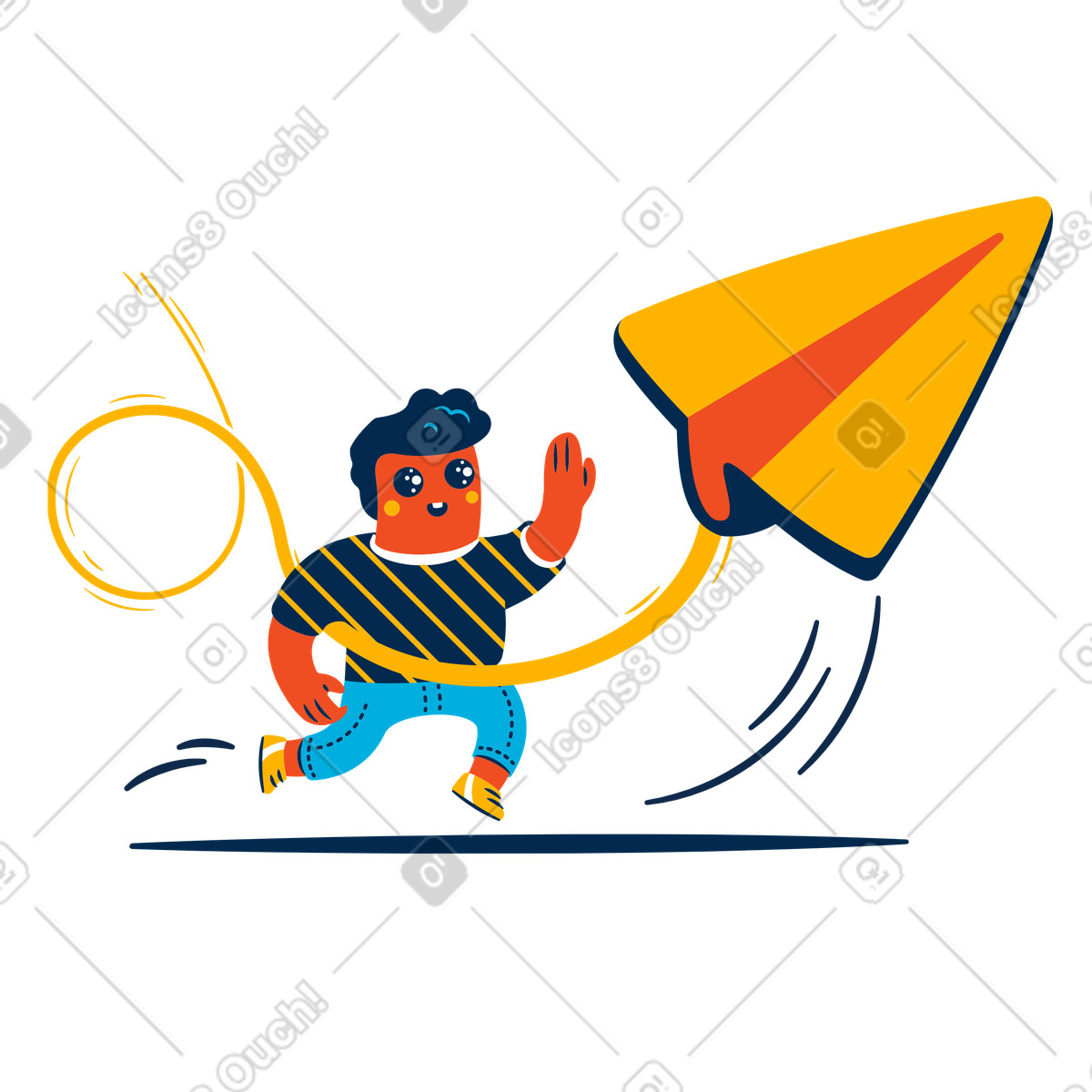 Mit dem papierflugzeug spielen-Illustration im Flame-Stil als Download in PNG, SVG