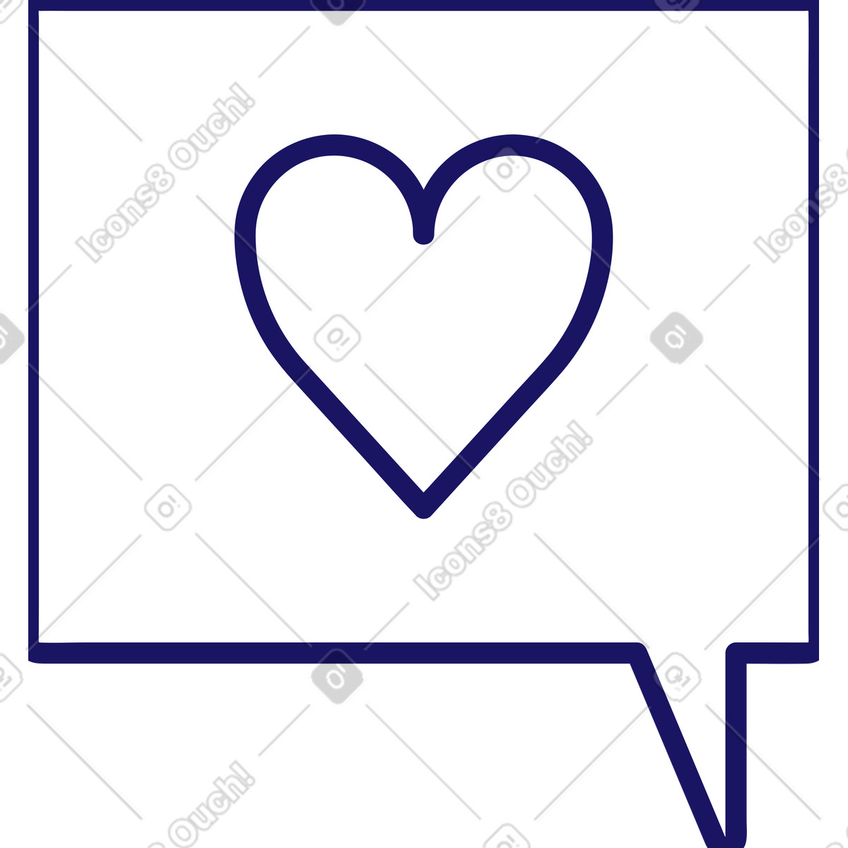 Ilustración Speech bubble with the a heart en estilo Matey descargar en PNG y SVG