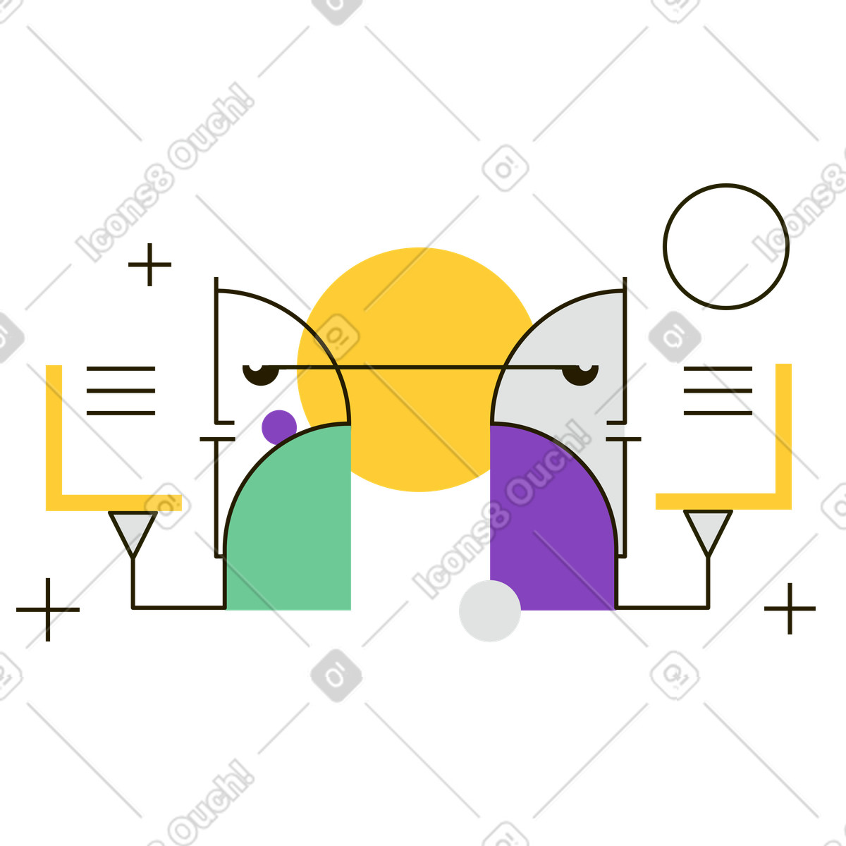 Working process illustration in Geom style download in PNG, SVG