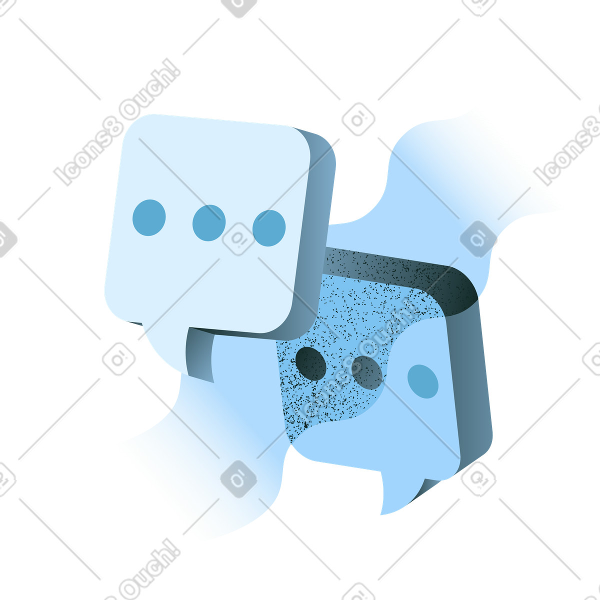 Messaging app chat bubbles with typing indicator dots illustration in Concept style download in PNG, SVG