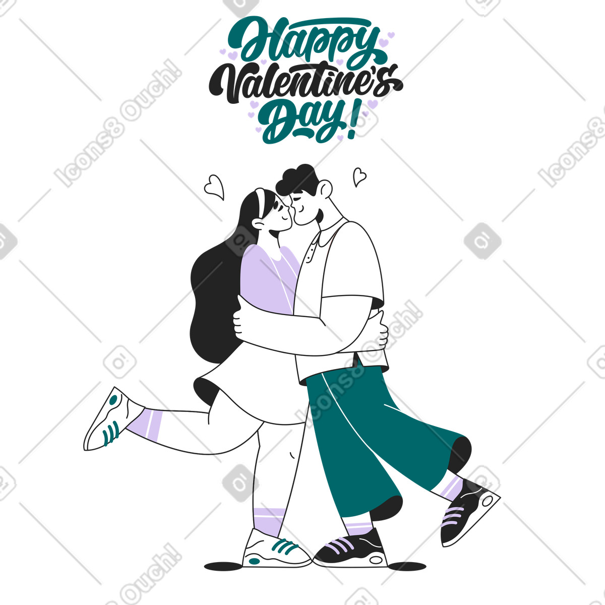 Relationship love moment, Valentine's card scene illustrazione in stile Sammy Line scarica in PNG, SVG