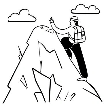 An adventurous climber wearing a helmet and climbing gear is scaling the rocky face of Mont Ventoux. The climber's hands are gripping the rough surface of the rocks, while their legs are positioned strategically on various footholds. Jagged rocks surround the climber as they ascend towards the peak. The sky above features scattered clouds, adding depth to the scene. The climber's backpack is secured tightly, reflecting their determination to reach the summit.