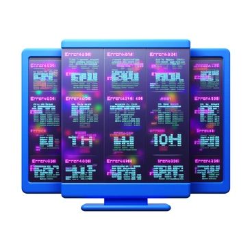 A screen glitch showing a fragmented 'Error 404' message across digital panels