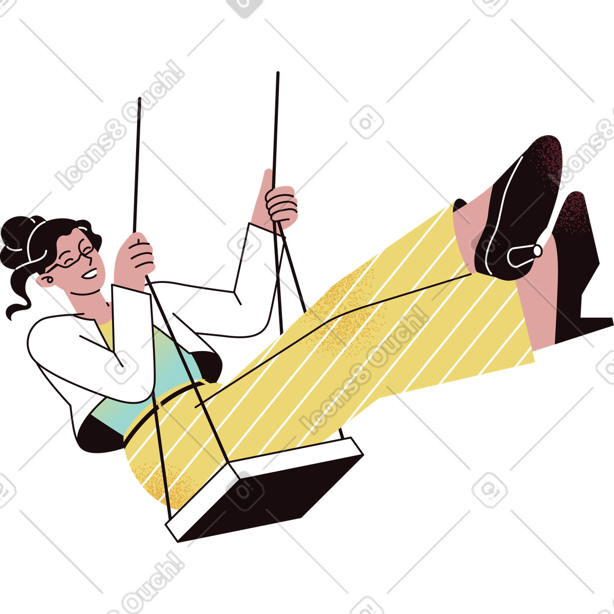 Illustration Femme sur une balançoire dans le style Delight à télécharger aux formats PNG, SVG