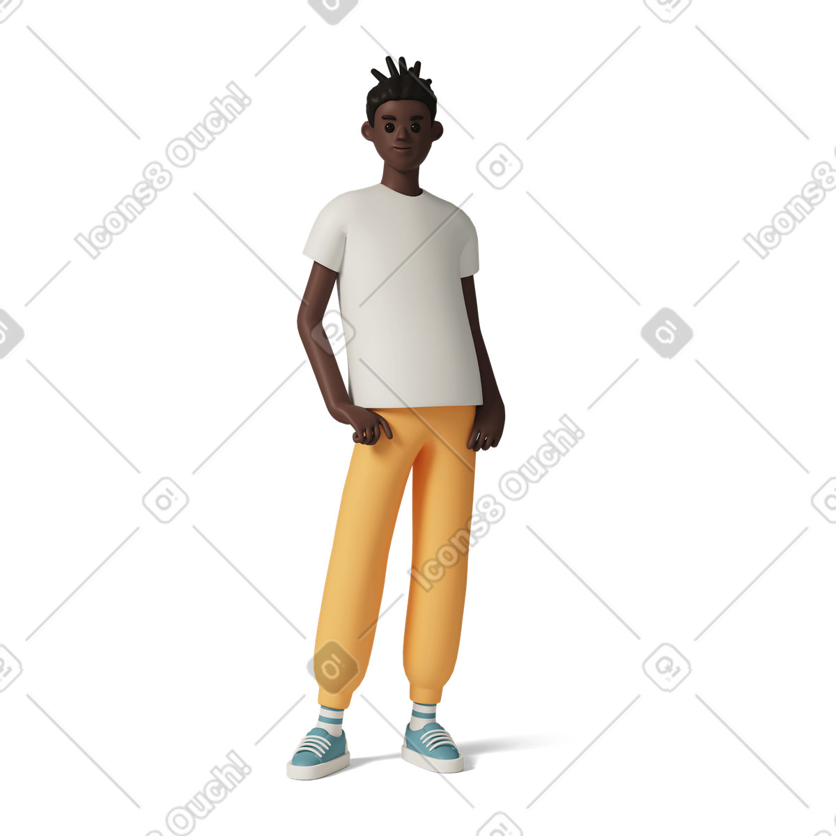 下载 3D Casual life 风格的 Young black man 插画，支持 PNG、SVG 格式