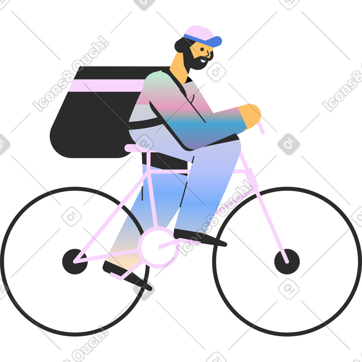 Ilustración Hombre en bicicleta estilo Marginalia a descargar PNG y SVG