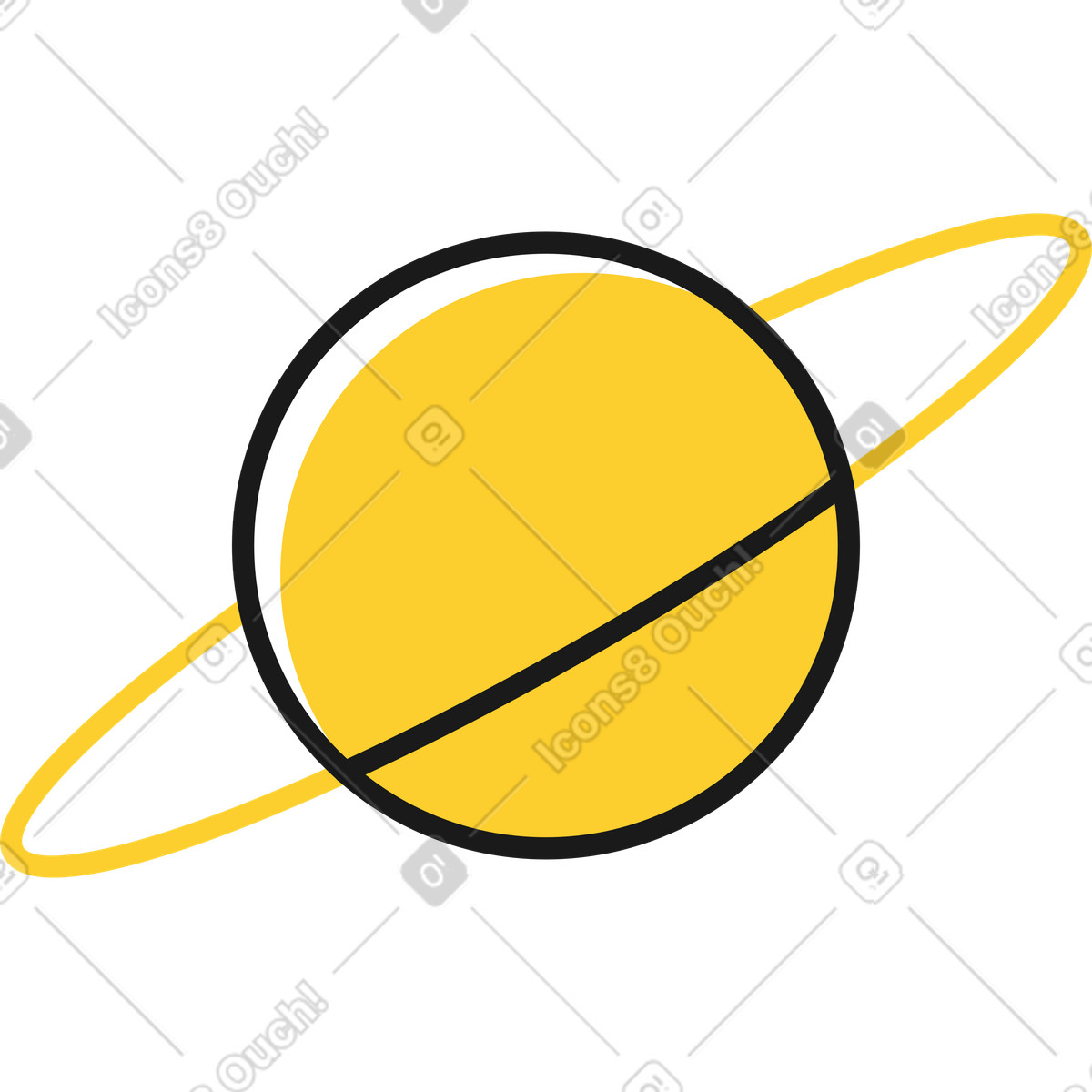 Planet saturn illustration in Taxi style download in PNG, SVG