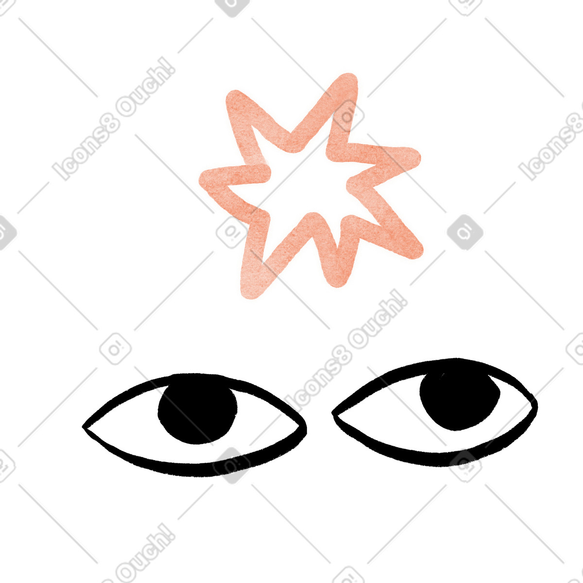 Eyes following star, Goal tracking and achievement focus, Trend monitoring and analysis animated illustration in GIF, Lottie (JSON), AE