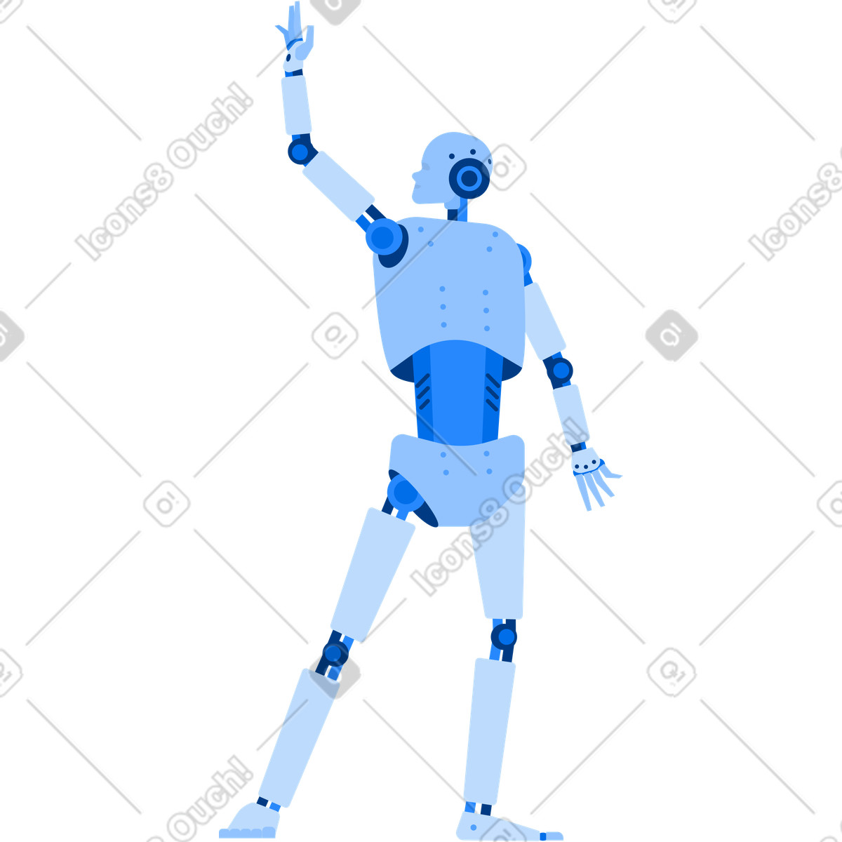 下载 Urban 风格的 Android robot raises his hand and gives five 插画，支持 PNG、SVG 格式