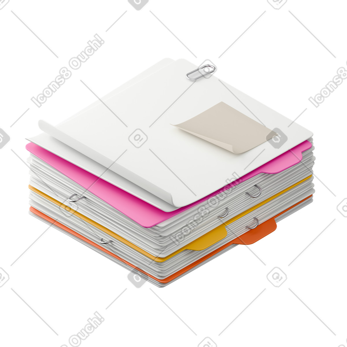Stack of papers animated illustration in 3D Stickle style download in GIF, Lottie (JSON), AE