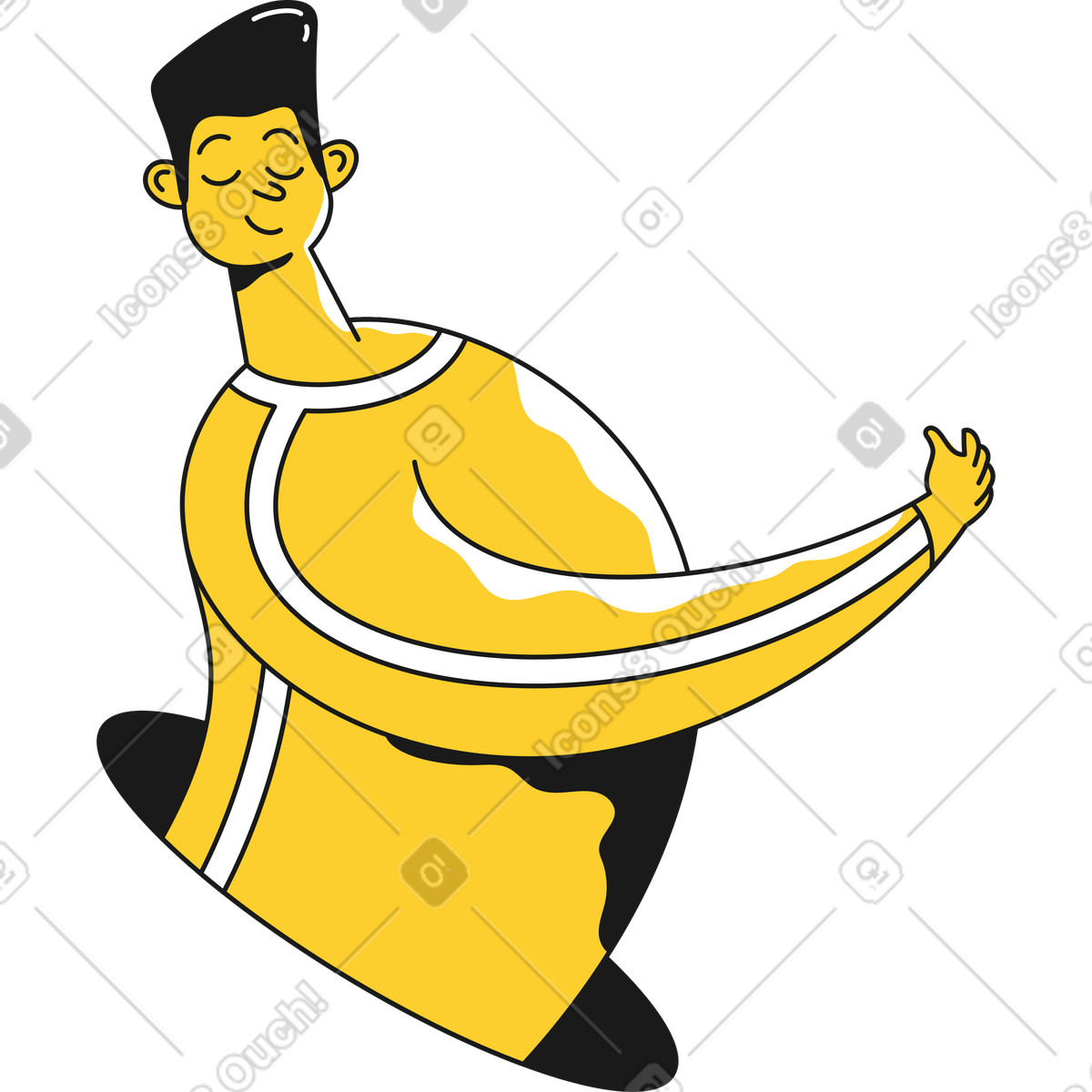 Taxi スタイルの 目を閉じた男の半分 のイラストをPNG、SVG形式でダウンロード