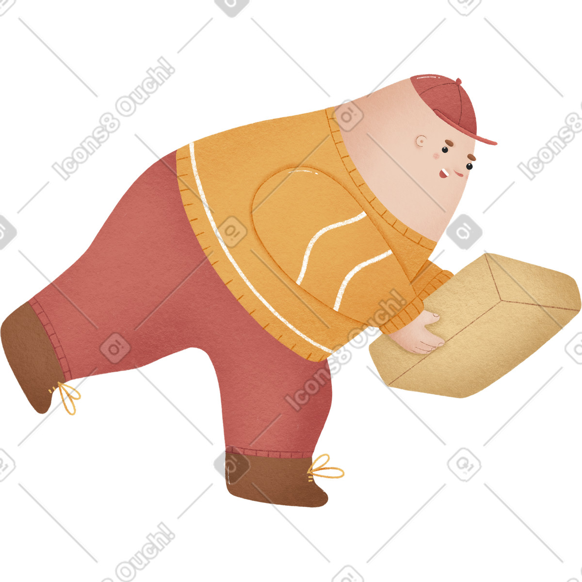 Ilustração de Man who delivers the box with order or he picks up his em no estilo Woolly para baixar em PNG, SVG