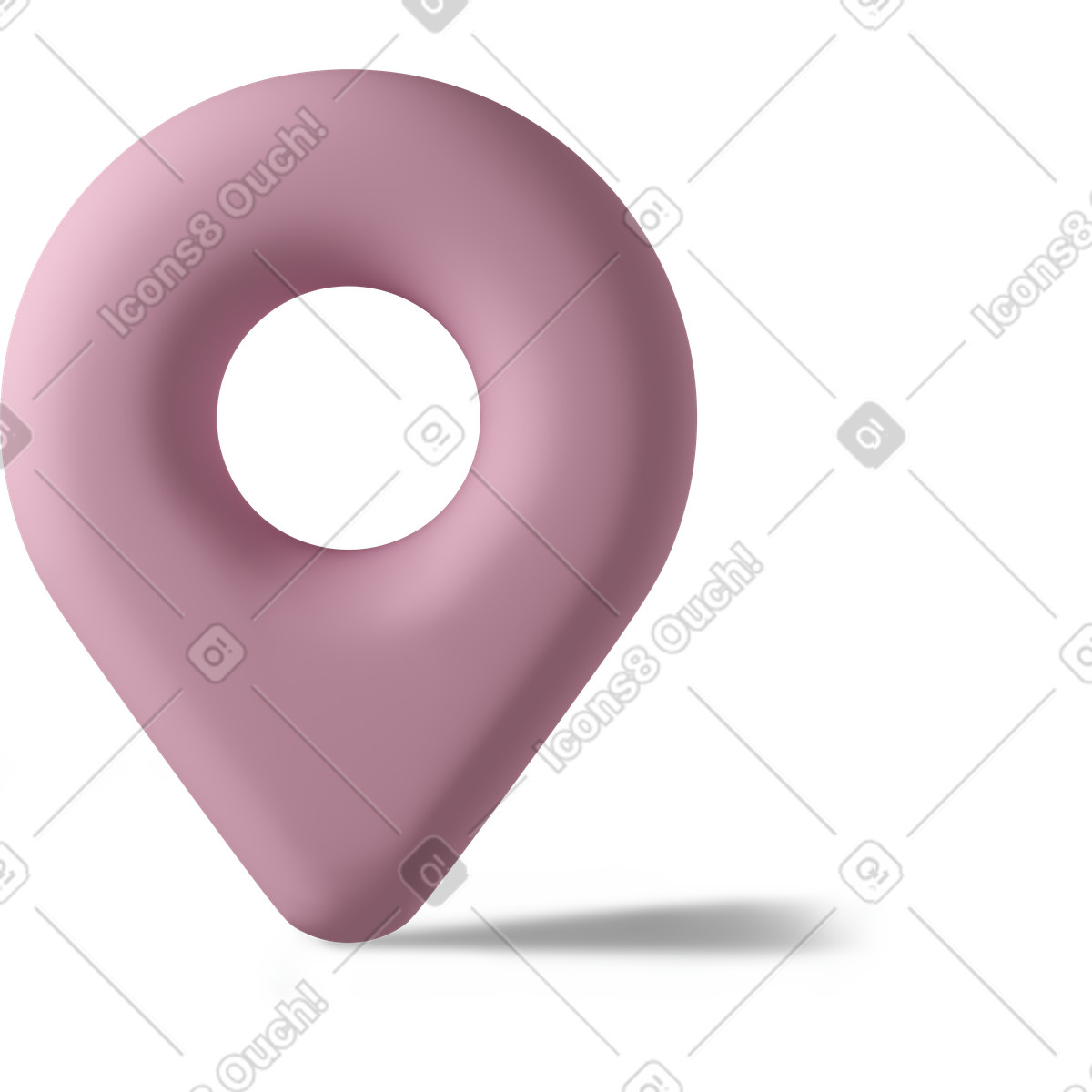 Close up of pink location marker-Illustration im 3D Casual life-Stil als Download in PNG, SVG