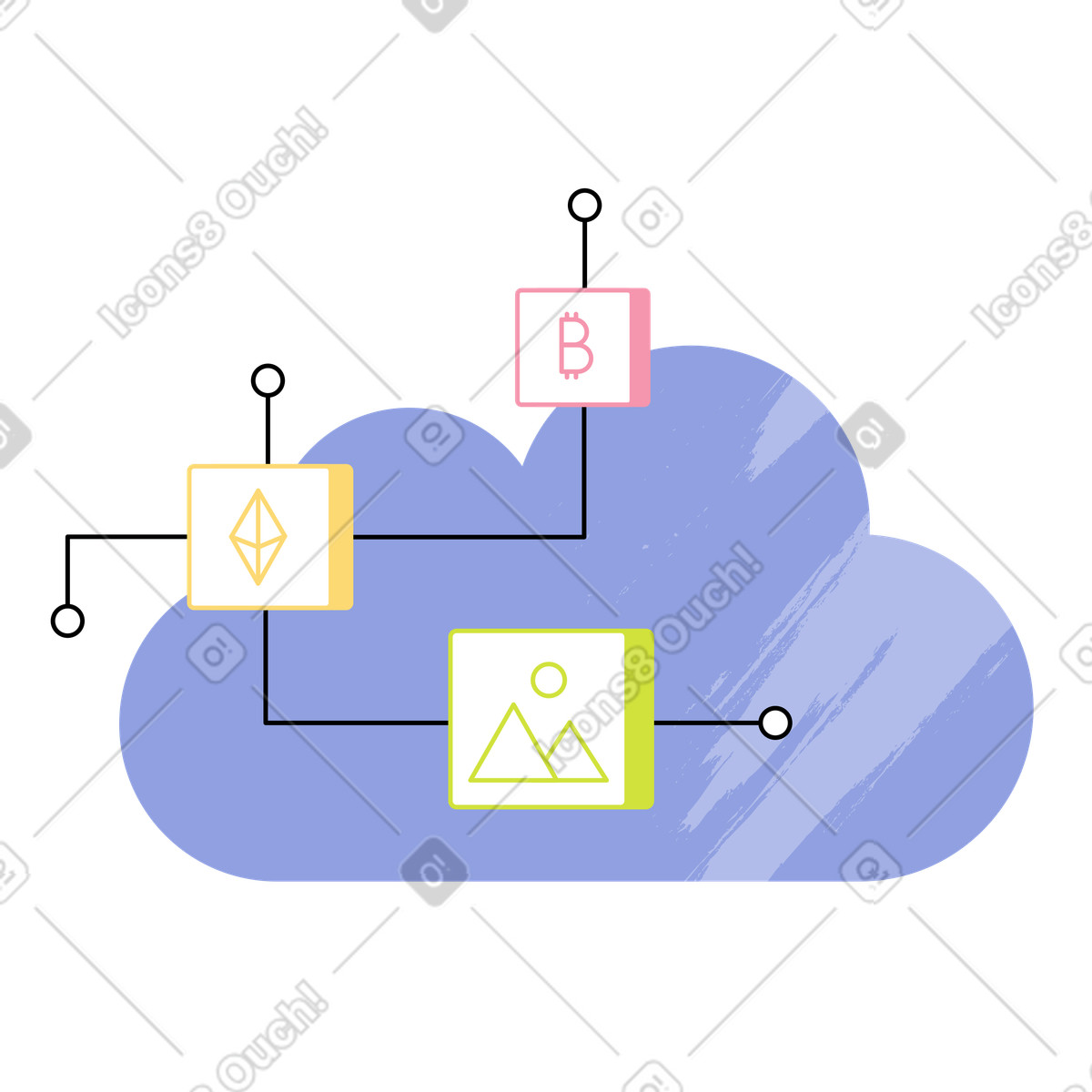 Decentralized Cloud Storage with Blockchain and Crypto illustration in PNG, SVG