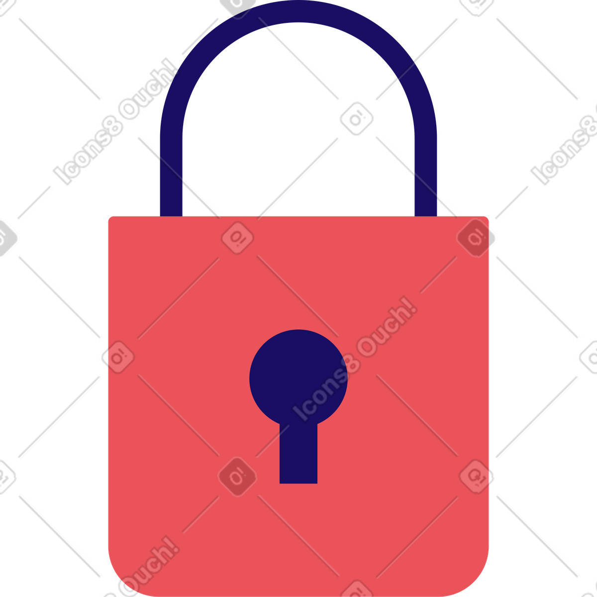Lock illustration in Bendy style download in PNG, SVG