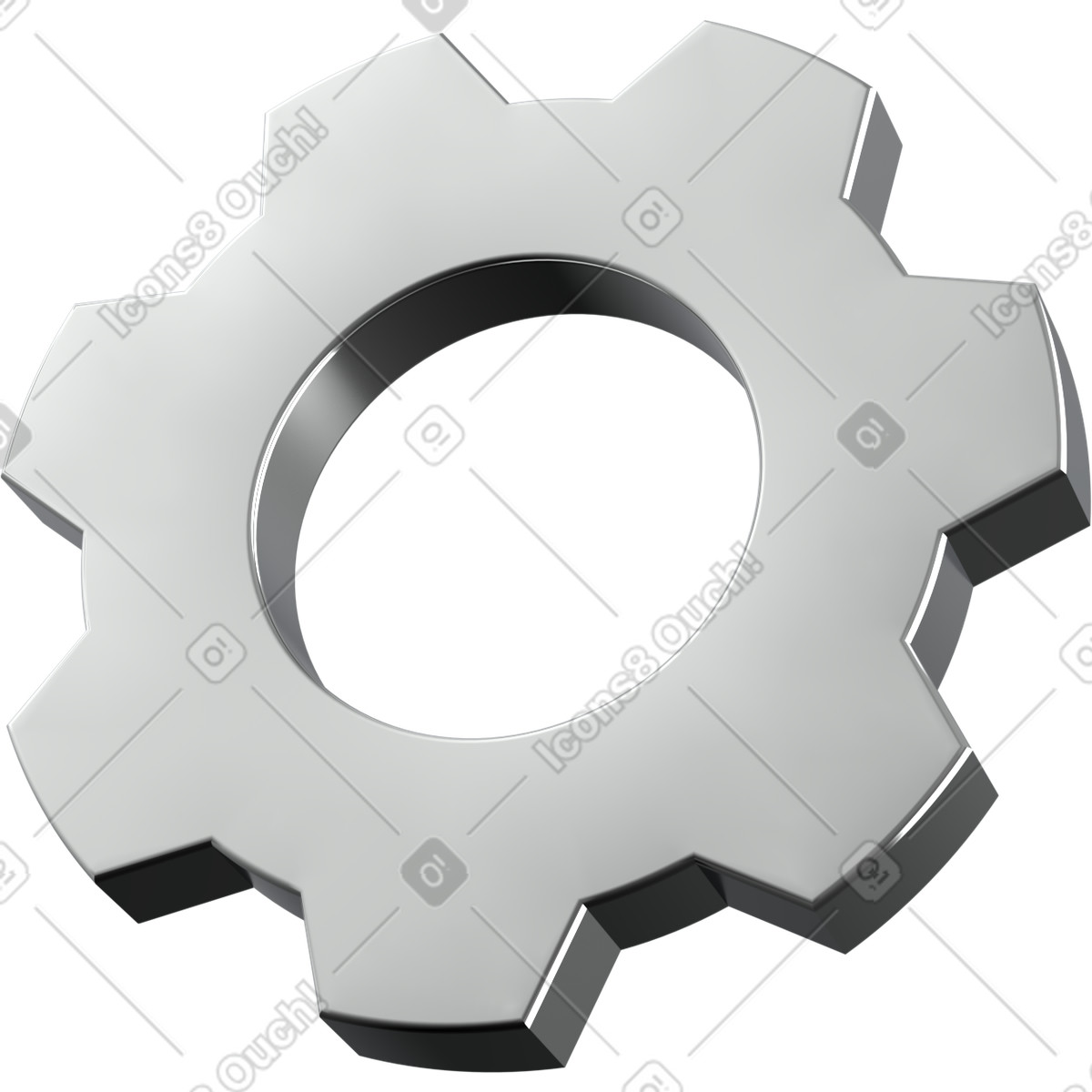 Metallgetriebe-Illustration im 3D Enterprise-Stil als Download in PNG, SVG