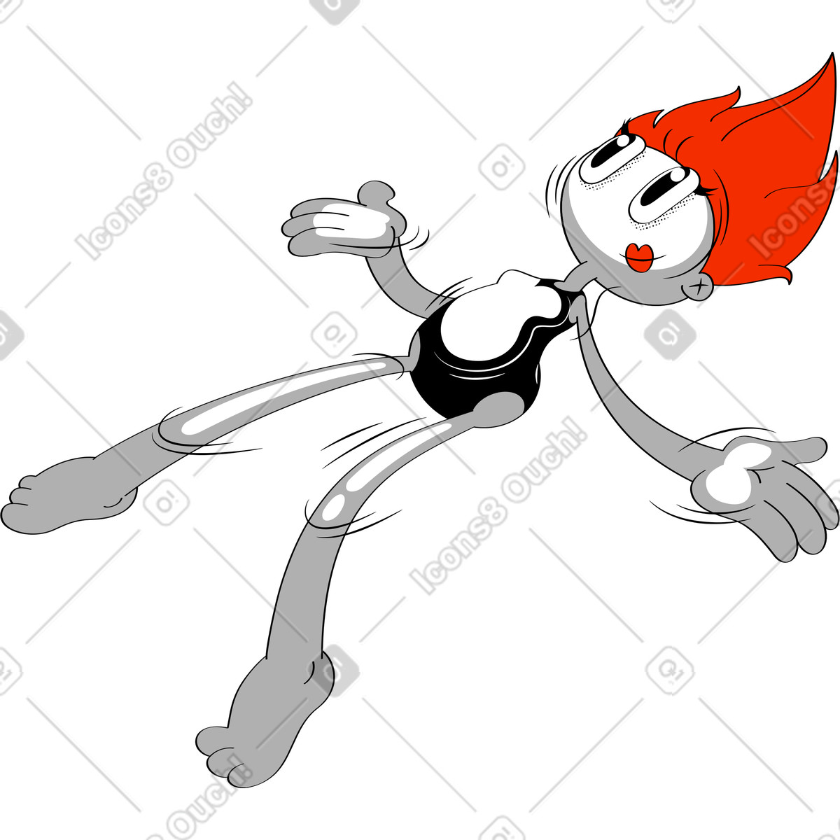 Frau-Illustration im Looney-Stil als Download in PNG, SVG