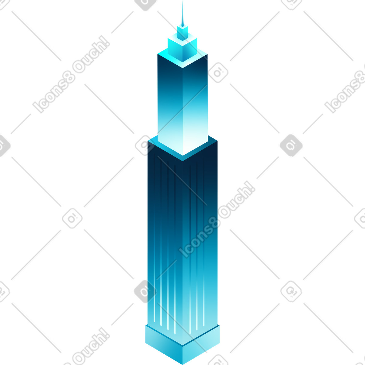 Isometric blue tower with spire illustration in PNG, SVG