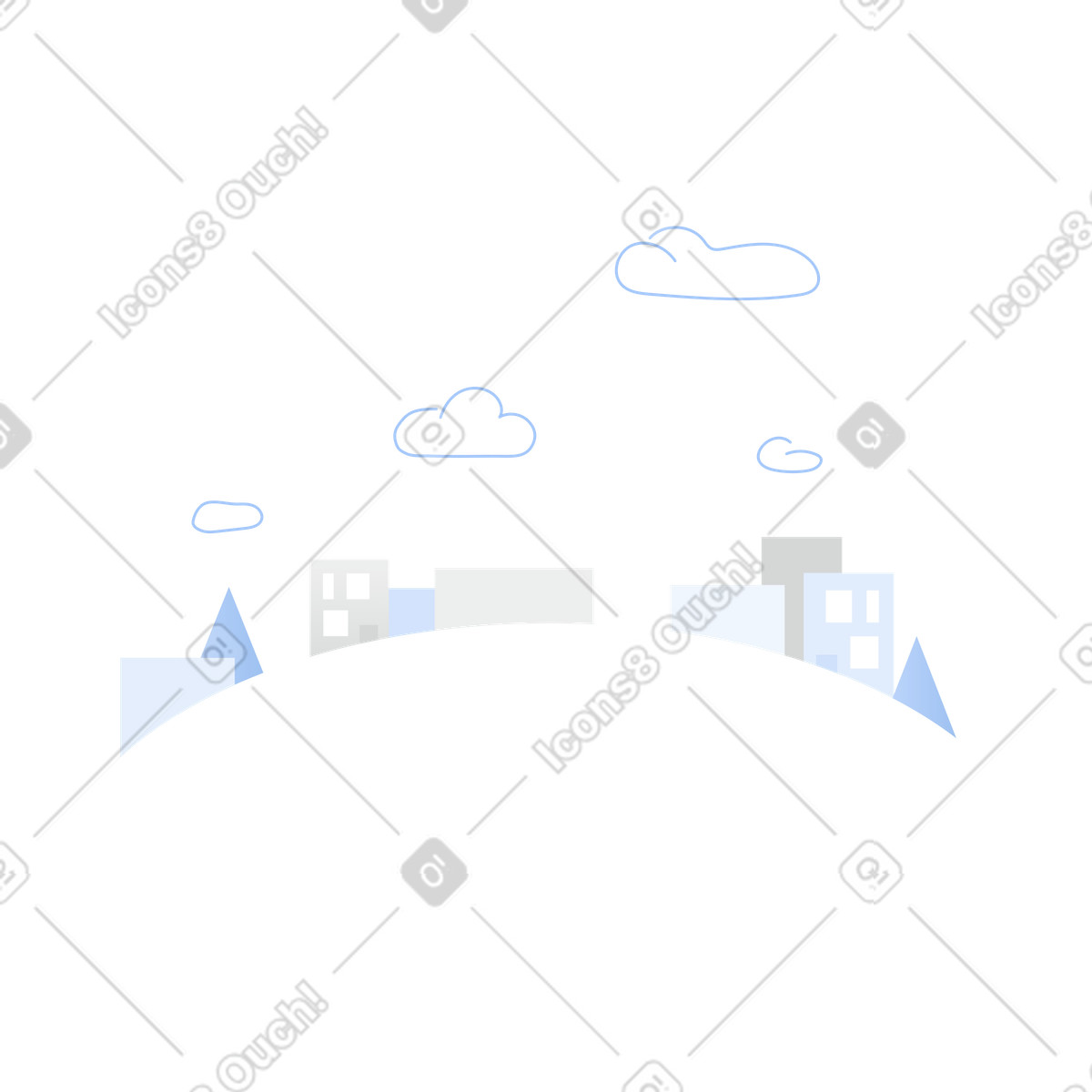 Stadt-Illustration im Clip-Stil als Download in PNG, SVG