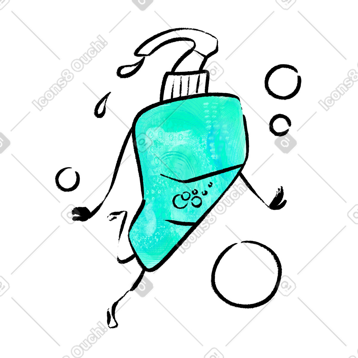 Ilustração de Frasco desinfetante em execução no estilo Doobry para baixar PNG, SVG
